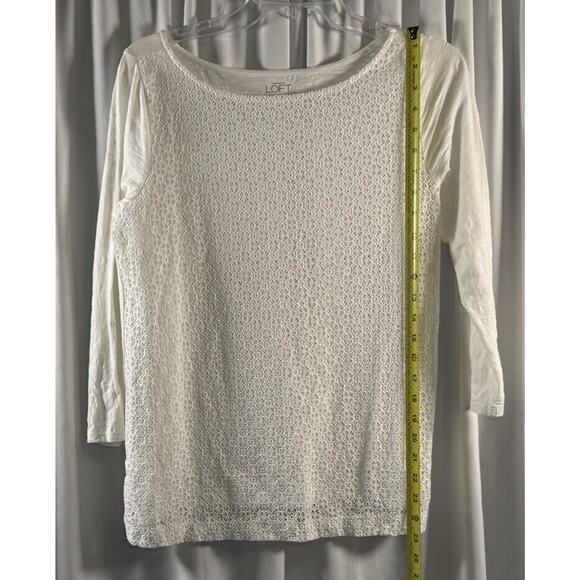 Ann Taylor Loft Eyelet Front T-Shirt White S Coastal Chic 79-14-01 - Picture 12 of 14